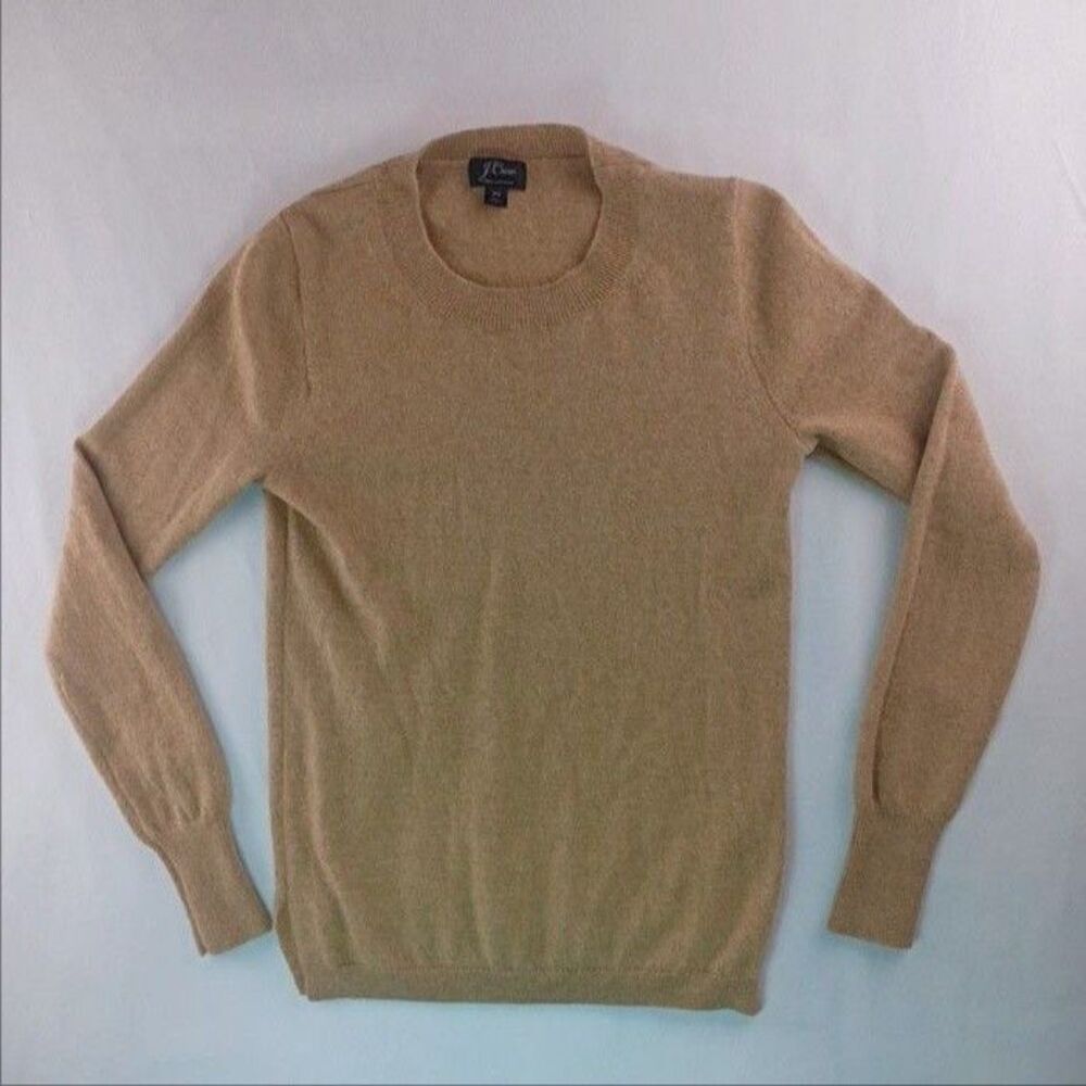 J.Crew Sweater Womens XS Beige 100% Cashmere Crew Neck Long Sleeve Pullover